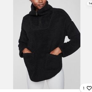 Athleta Nirvana Sherpa Reversible Poncho Jacket Half Zip Black